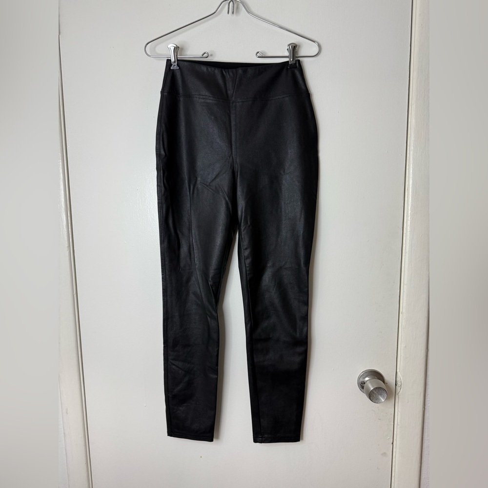 Tuckernuck black faux, leather high waisted wide waistband pants leggings. S - Picture 4 of 10